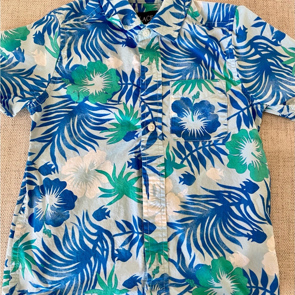 Place Blue and Green Floral Shirt